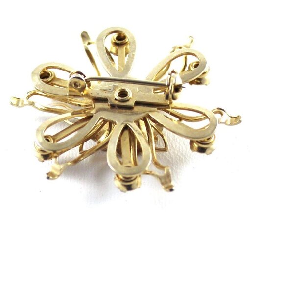 Vintage Gold-Tone Brooch With Dark Red Stones - Picture 2 of 2